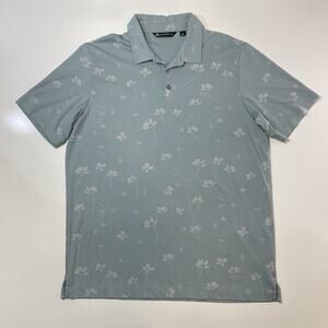 Travis Mathew Golf Polo Shirt Men’s XL Blue Green Floral Print Logo Performance